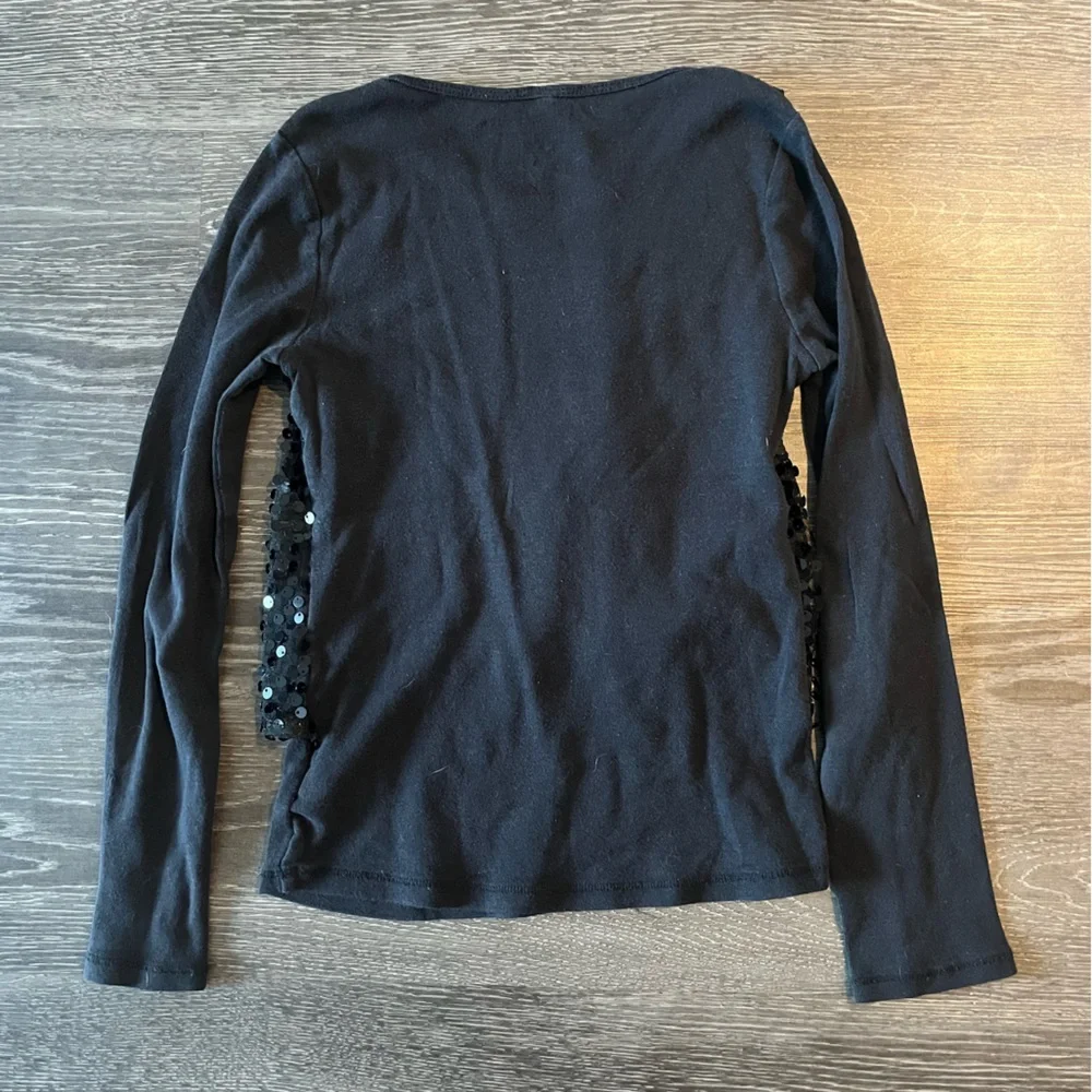 Justice | Sequin Overlay Long Sleeve Tee | Black | 7